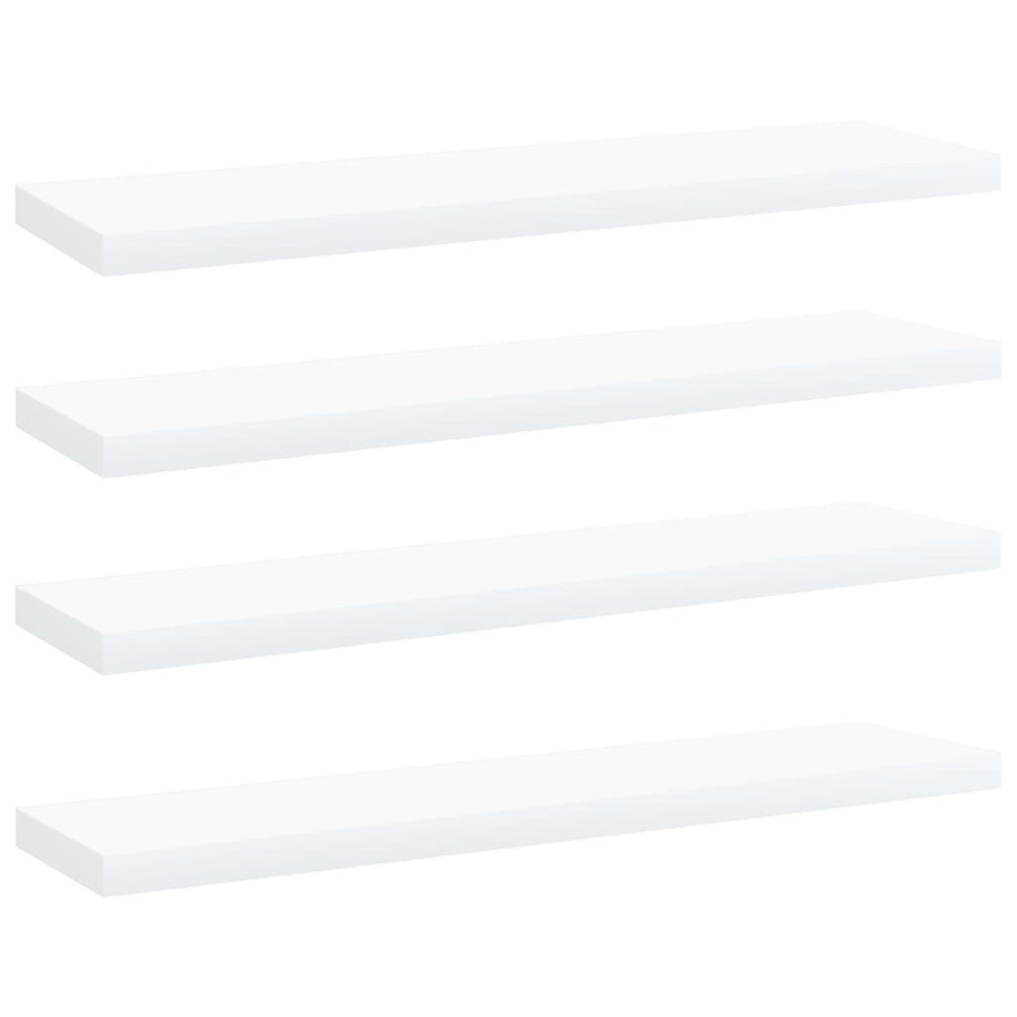 vidaXL Wandschappen 4 st 40x10x1,5 cm bewerkt hout wit afbeelding 1