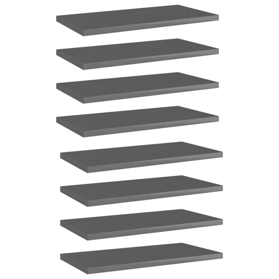 vidaXL Wandschappen 8 st 40x20x1,5 cm spaanplaat hoogglans grijs vidaXL Wandschappen 8 st 40x20x1,5 cm spaanplaat hoogglans grijs afbeelding 1