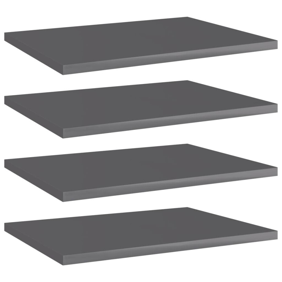 vidaXL Wandschappen 4 st 40x30x1,5 cm spaanplaat hoogglans grijs afbeelding 1