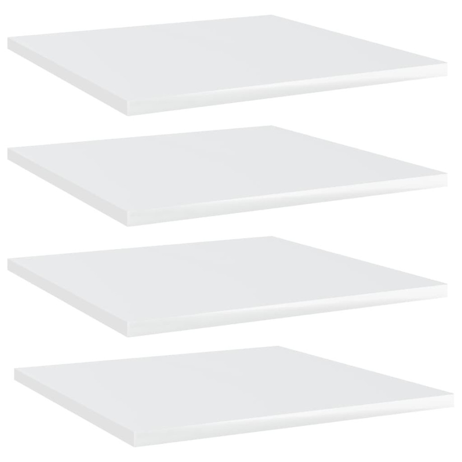 vidaXL Wandschappen 4 st 40x40x1,5 cm spaanplaat hoogglans wit afbeelding 1