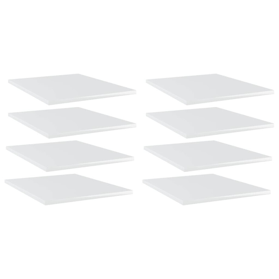 vidaXL Wandschappen 8 st 40x50x1,5 cm bewerkt hout hoogglans wit afbeelding 1