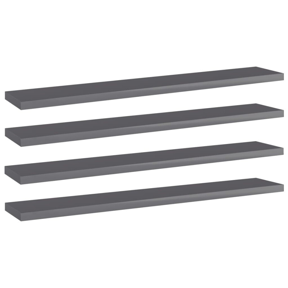 vidaXL Wandschappen 4 st 60x10x1,5 cm spaanplaat hoogglans grijs vidaXL Wandschappen 4 st 60x10x1,5 cm spaanplaat hoogglans grijs afbeelding 1