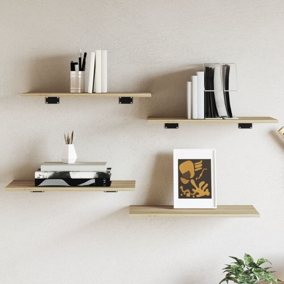 vidaXL Wandschappen 4 st 60x30x1,5 cm spaanplaat sonoma eikenkleurig afbeelding 1