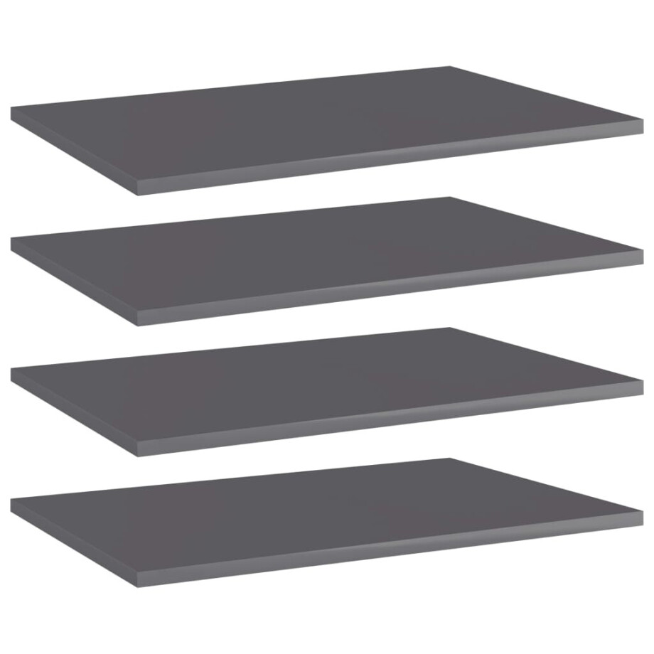 vidaXL Wandschappen 4 st 60x40x1,5 cm spaanplaat hoogglans grijs vidaXL Wandschappen 4 st 60x40x1,5 cm spaanplaat hoogglans grijs afbeelding 1