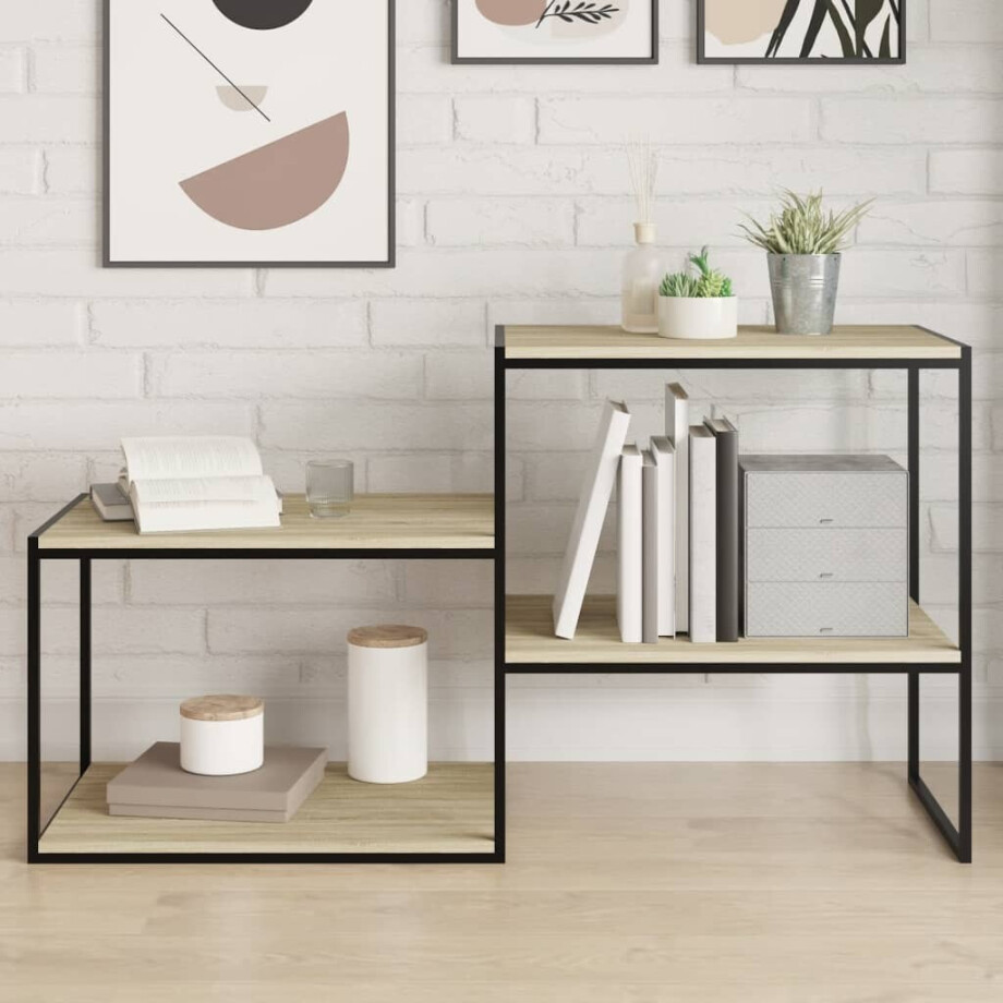 vidaXL Wandschappen 8 st 60x50x1,5 cm spaanplaat sonoma eikenkleurig afbeelding 1