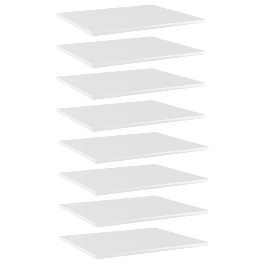 vidaXL Wandschappen 8 st 60x50x1,5 cm spaanplaat hoogglans wit afbeelding 1