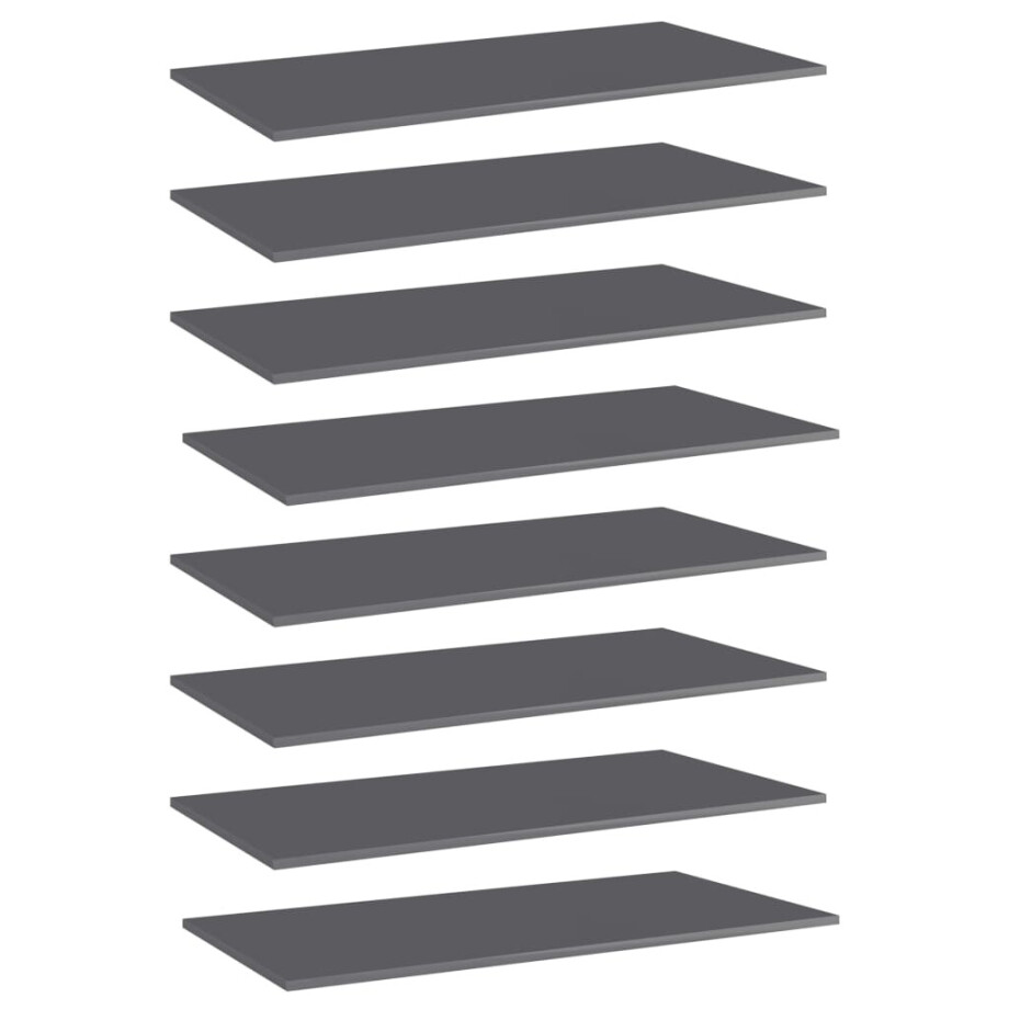 vidaXL Wandschappen 8 st 80x30x1,5 cm spaanplaat hoogglans grijs afbeelding 1