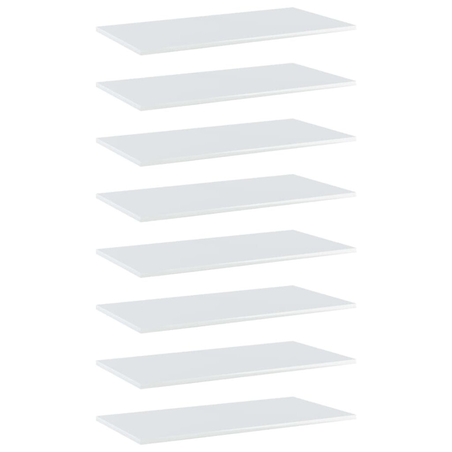 vidaXL Wandschappen 8 st 80x40x1,5 cm spaanplaat hoogglans wit afbeelding 1