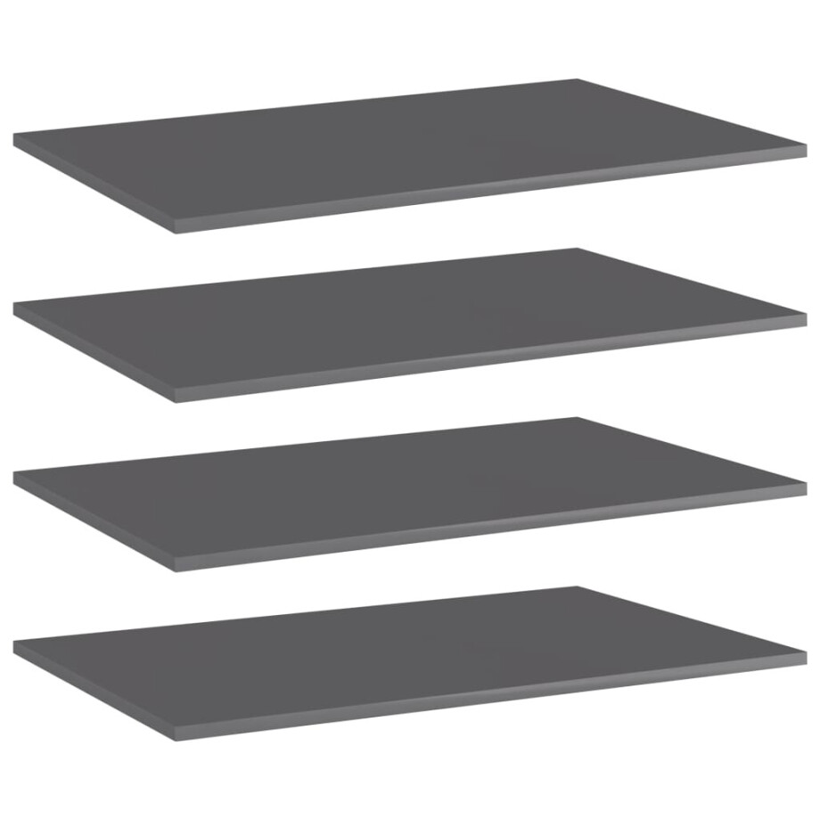 vidaXL Wandschappen 4 st 80x50x1,5 cm spaanplaat hoogglans grijs vidaXL Wandschappen 4 st 80x50x1,5 cm spaanplaat hoogglans grijs afbeelding 1
