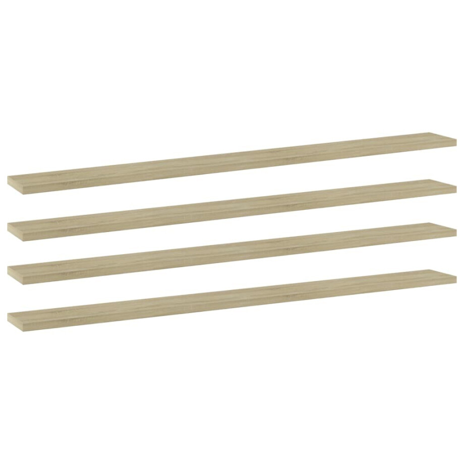 vidaXL Wandschappen 4 st 100x10x1,5 cm spaanplaat sonoma eikenkleurig afbeelding 1