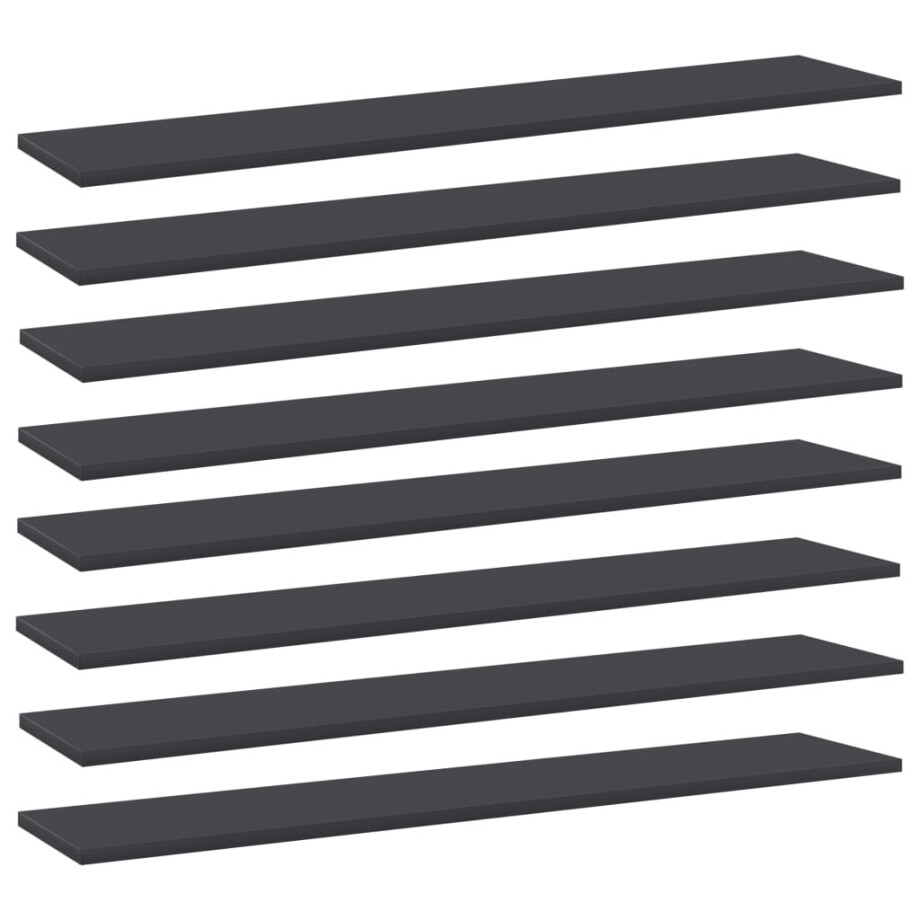 vidaXL Wandschappen 8 st 100x20x1,5 cm spaanplaat grijs afbeelding 1