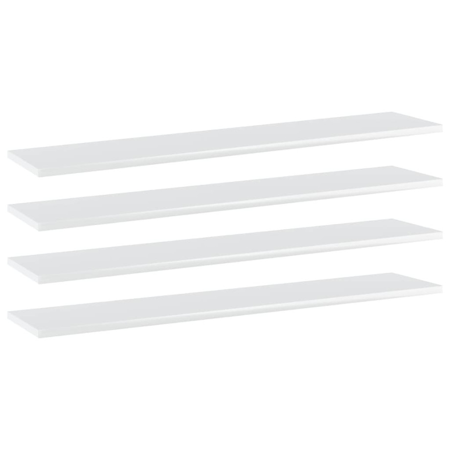 vidaXL Wandschappen 4 st 100x20x1,5 cm spaanplaat hoogglans wit afbeelding 1