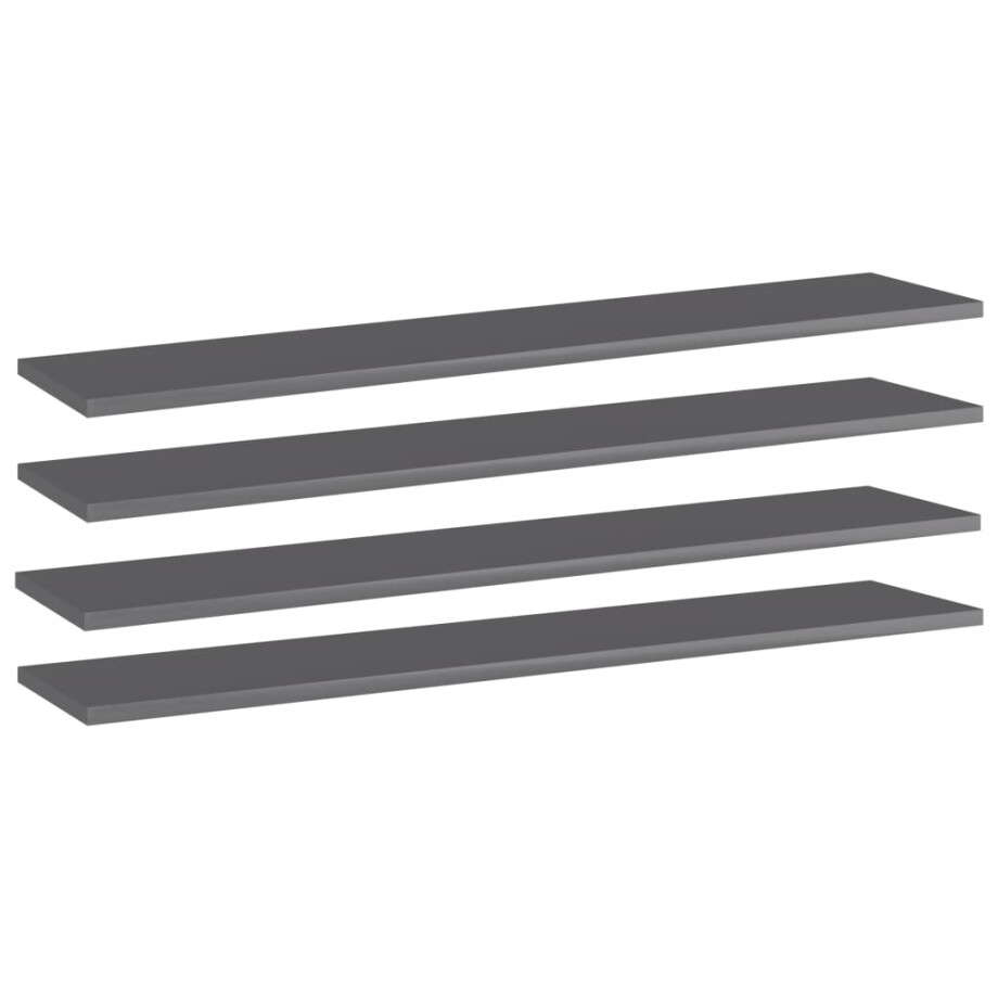 vidaXL Wandschappen 4 st 100x20x1,5 cm spaanplaat hoogglans grijs vidaXL Wandschappen 4 st 100x20x1,5 cm spaanplaat hoogglans grijs afbeelding 1