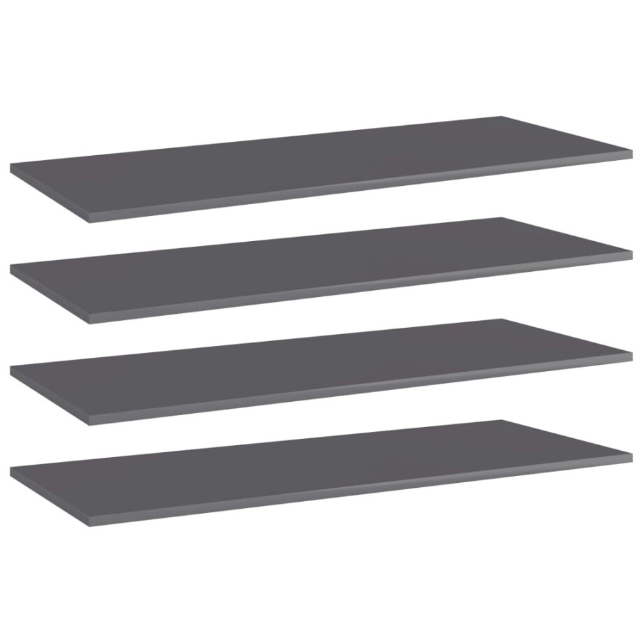vidaXL Wandschappen 4 st 100x40x1,5 cm spaanplaat hoogglans grijs vidaXL Wandschappen 4 st 100x40x1,5 cm spaanplaat hoogglans grijs afbeelding 1