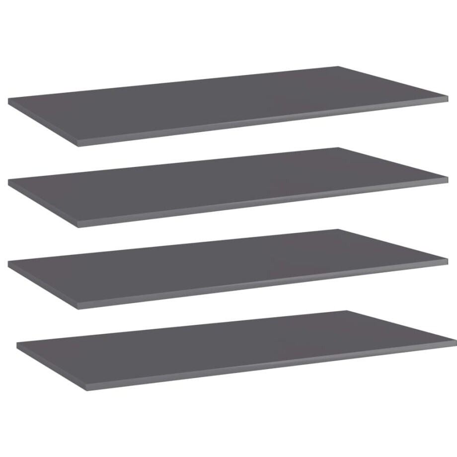vidaXL Wandschappen 4 st 100x50x1,5 cm spaanplaat hoogglans grijs afbeelding 1