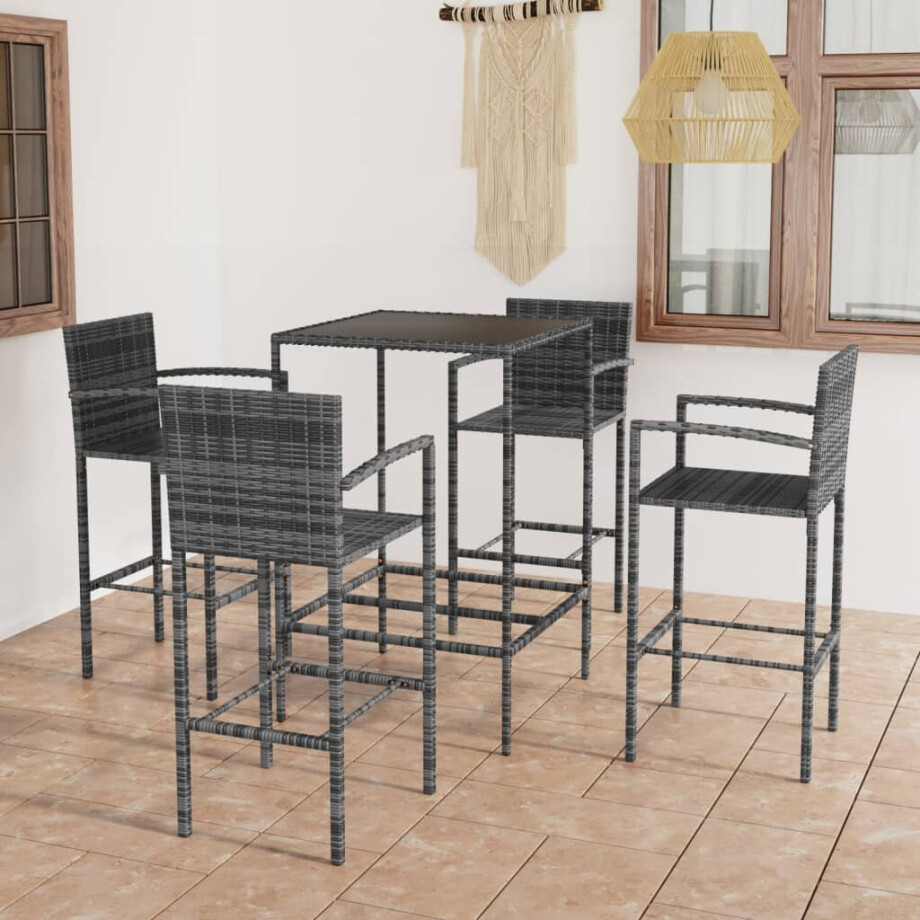vidaXL 5-delige Tuinbarset poly rattan grijs vidaXL 5-delige Tuinbarset poly rattan grijs afbeelding 1
