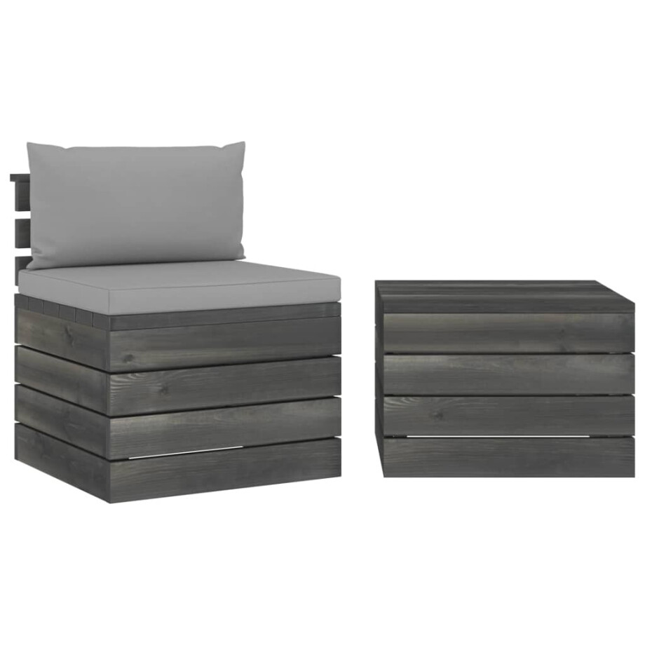 vidaXL 2-delige Loungeset met kussens pallet massief grenenhout afbeelding 1