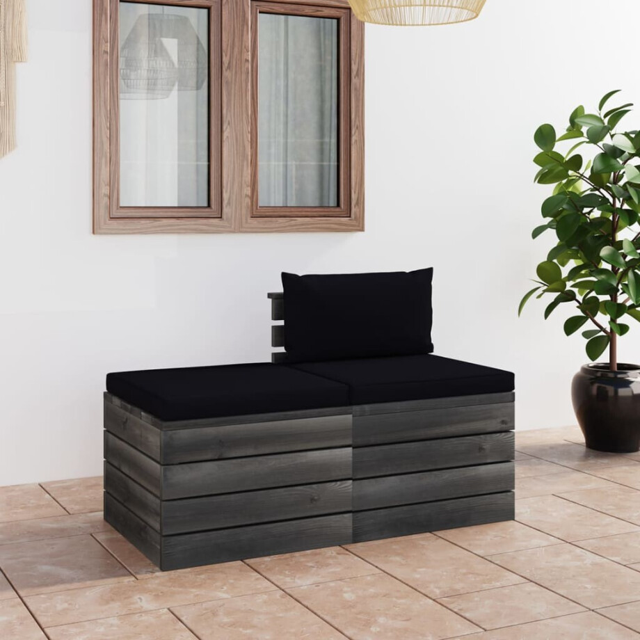 vidaXL 2-delige Loungeset met kussens pallet massief grenenhout afbeelding 1