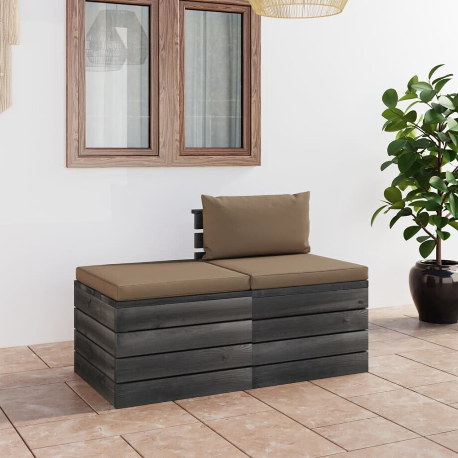 vidaXL 2-delige Loungeset met kussens pallet massief grenenhout vidaXL 2-delige Loungeset met kussens pallet massief grenenhout afbeelding 1