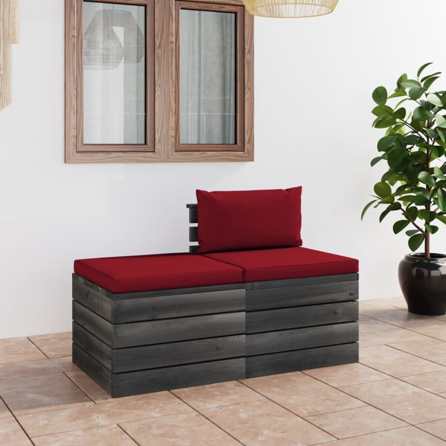 vidaXL 2-delige Loungeset met kussens pallet massief grenenhout afbeelding 1