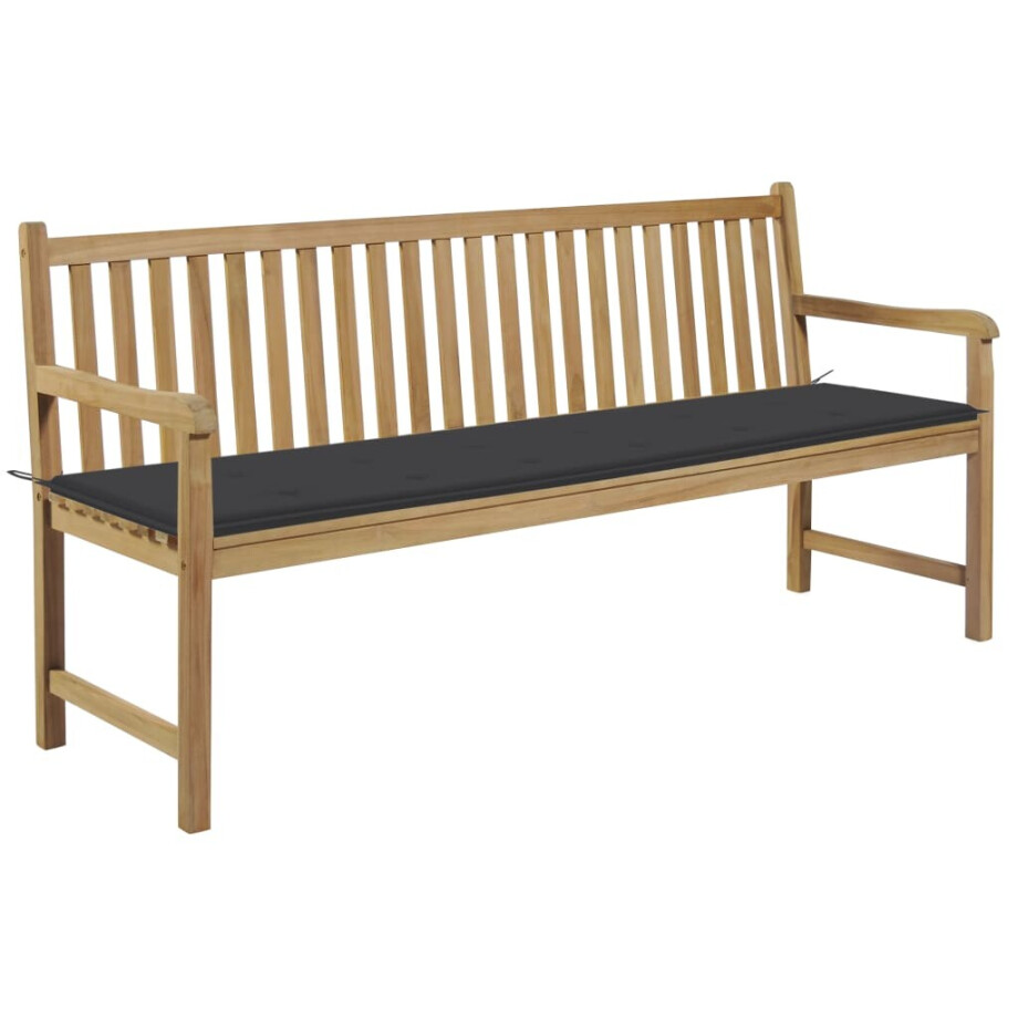 vidaXL Tuinbank met antracietkleurig kussen 175 cm massief teakhout afbeelding 1