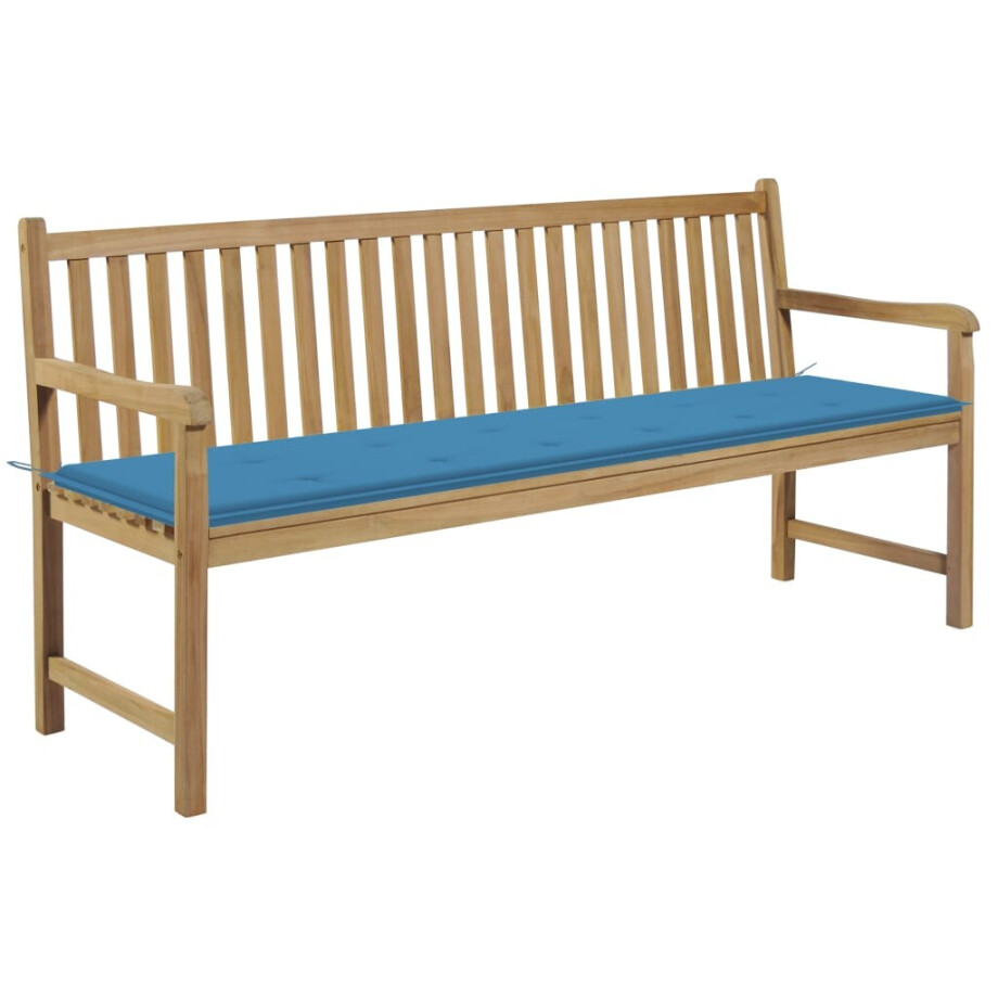 vidaXL Tuinbank met blauw kussen 175 cm massief teakhout vidaXL Tuinbank met blauw kussen 175 cm massief teakhout afbeelding 1