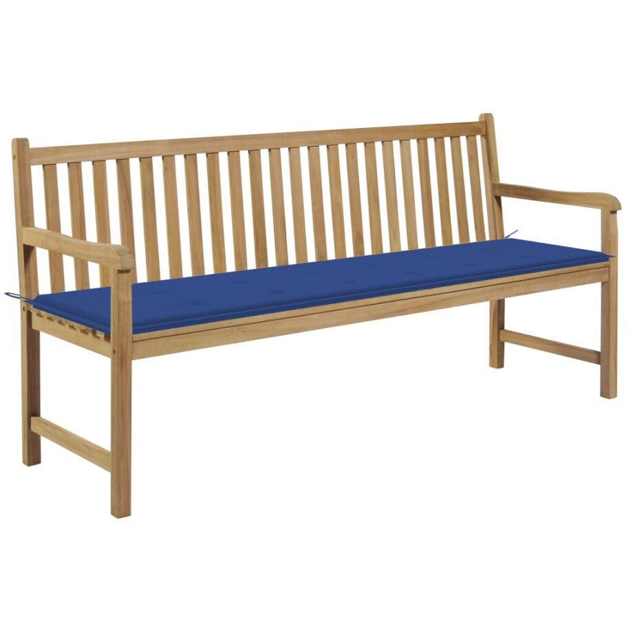 vidaXL Tuinbank met koningsblauw kussen 175 cm massief teakhout vidaXL Tuinbank met koningsblauw kussen 175 cm massief teakhout afbeelding 1