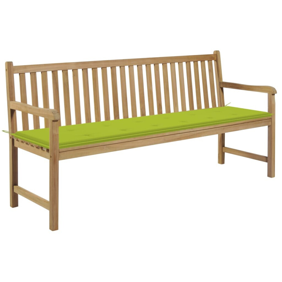 vidaXL Tuinbank met heldergroen kussen 175 cm massief teakhout vidaXL Tuinbank met heldergroen kussen 175 cm massief teakhout afbeelding 1