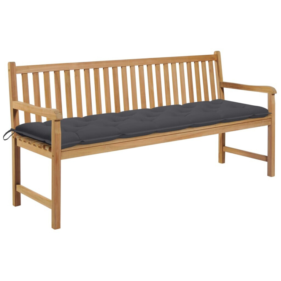 vidaXL Tuinbank met antracietkleurig kussen 175 cm massief teakhout afbeelding 1
