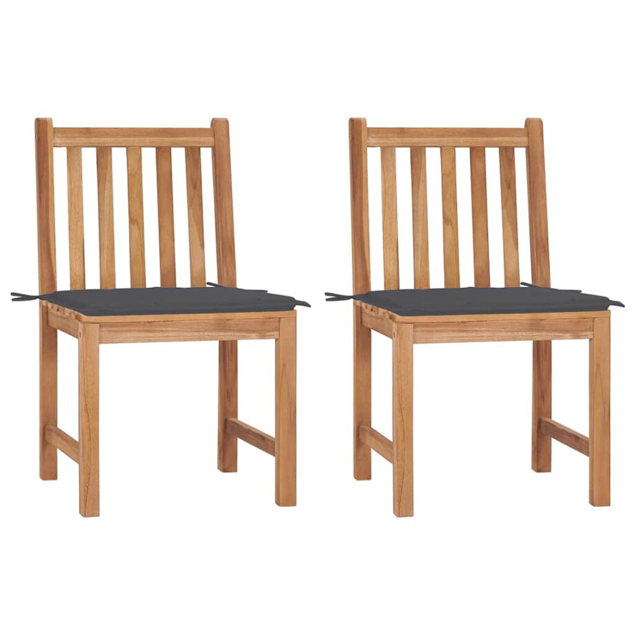 vidaXL Tuinstoelen 2 st met kussens massief teakhout vidaXL Tuinstoelen 2 st met kussens massief teakhout afbeelding 1