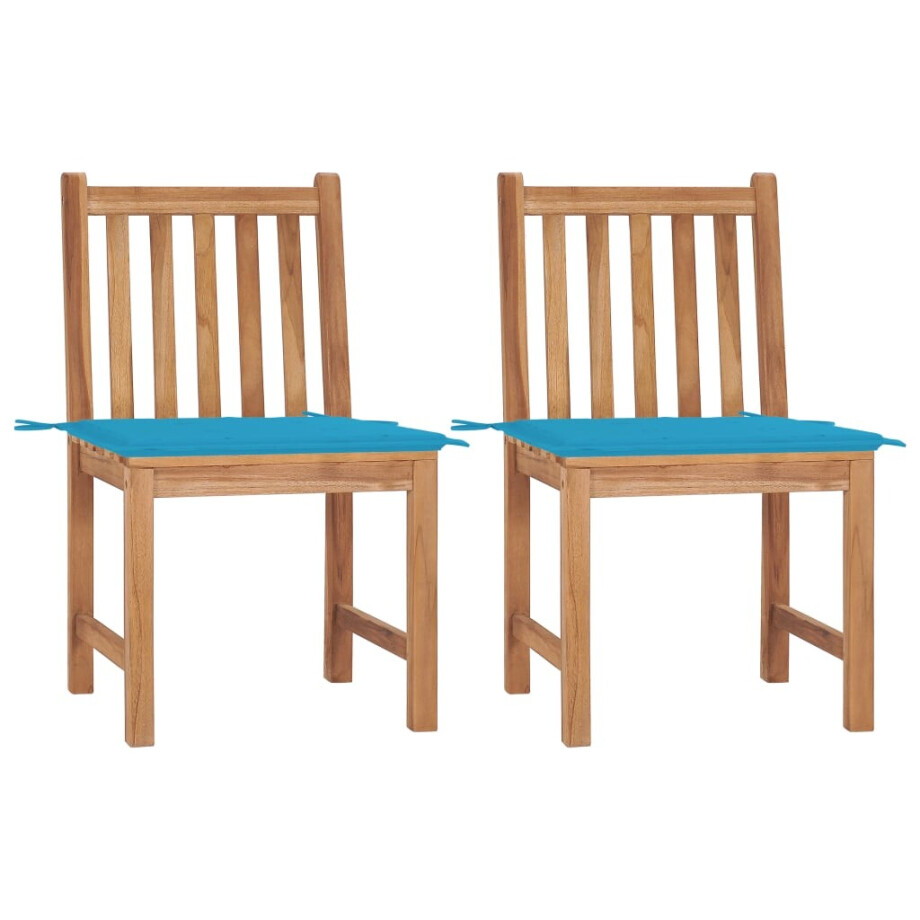 vidaXL Tuinstoelen 2 st met kussens massief teakhout afbeelding 1