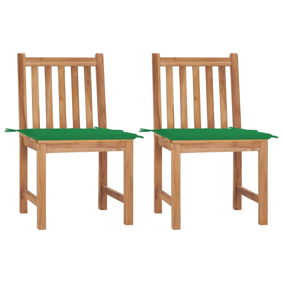 vidaXL Tuinstoelen 2 st met kussens massief teakhout afbeelding 1