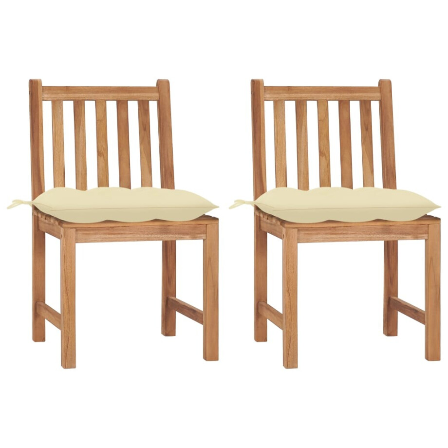 vidaXL Tuinstoelen 2 st met kussens massief teakhout afbeelding 1