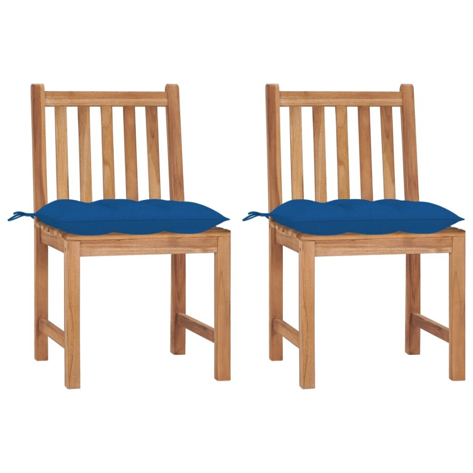 vidaXL Tuinstoelen 2 st met kussens massief teakhout vidaXL Tuinstoelen 2 st met kussens massief teakhout afbeelding 1
