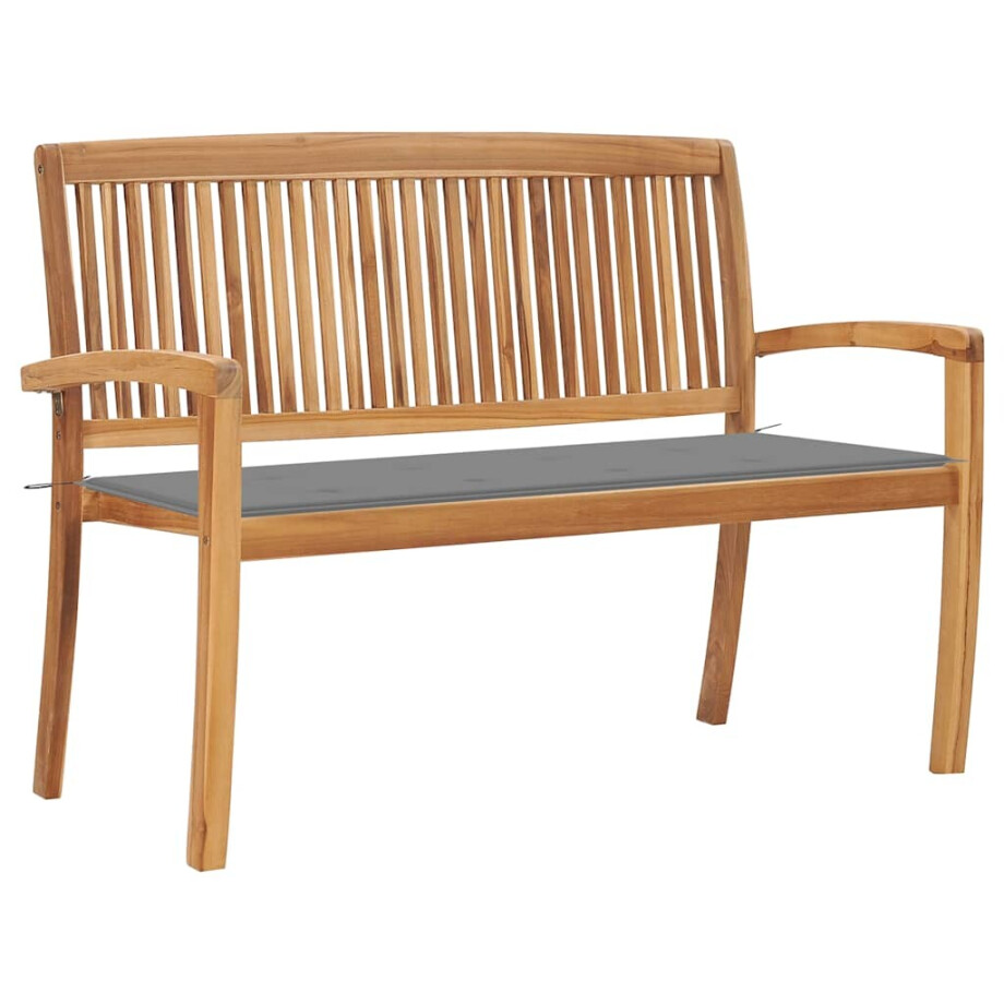 vidaXL Tuinbank stapelbaar met kussen 128,5 cm massief teakhout vidaXL Tuinbank stapelbaar met kussen 128,5 cm massief teakhout afbeelding 1