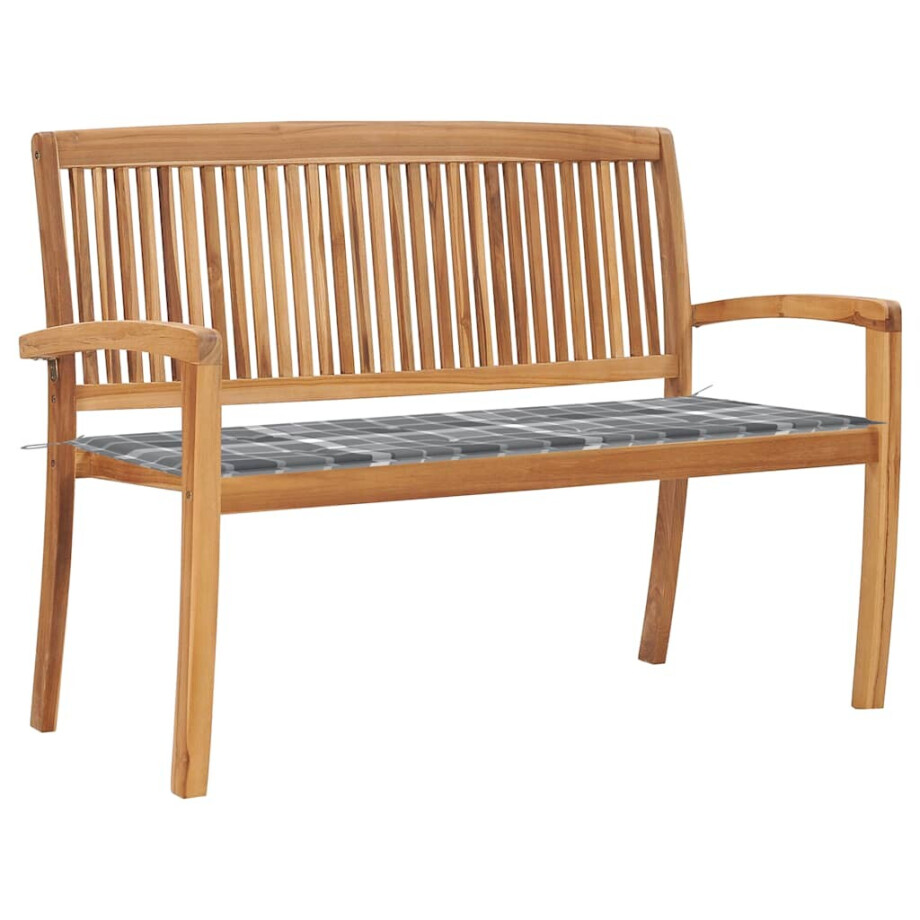 vidaXL Tuinbank stapelbaar met kussen 128,5 cm massief teakhout vidaXL Tuinbank stapelbaar met kussen 128,5 cm massief teakhout afbeelding 1