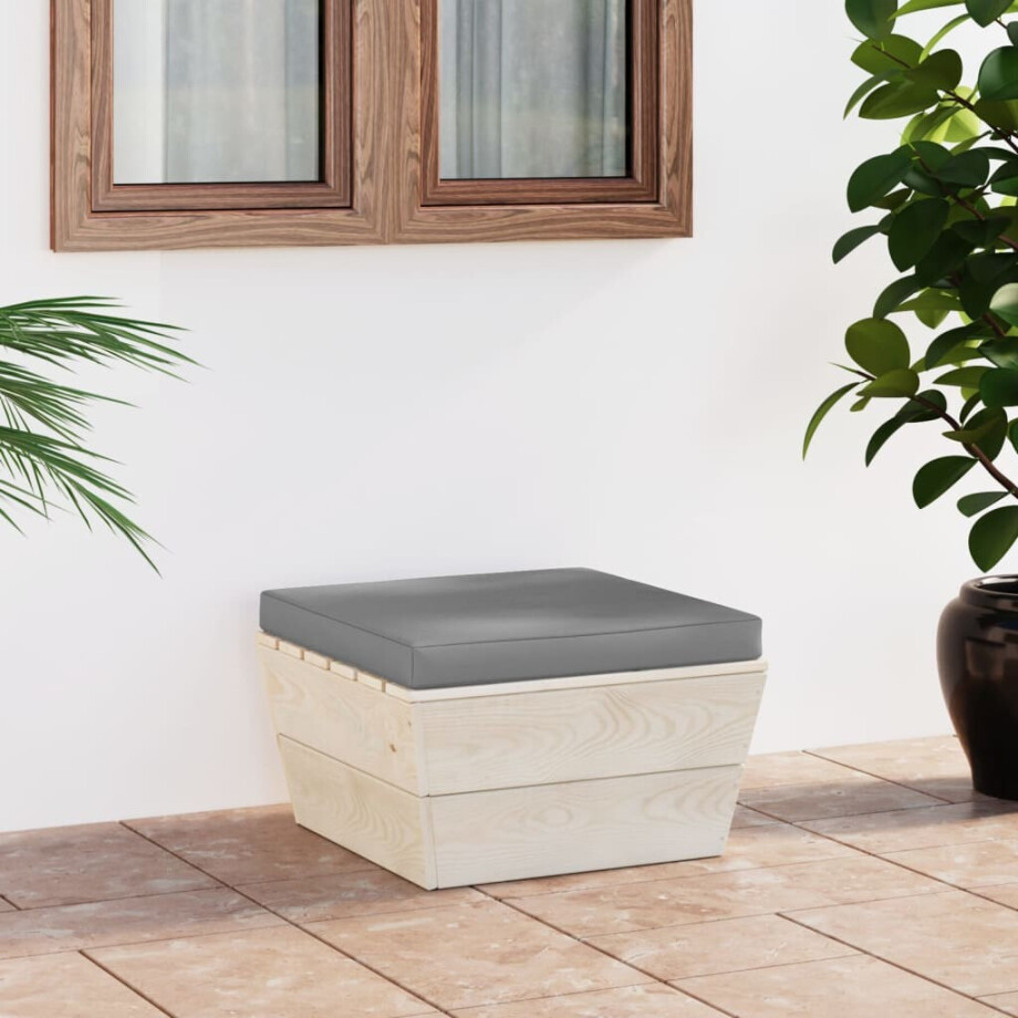vidaXL Tuinhocker met kussen pallet geïmpregneerd vurenhout afbeelding 1