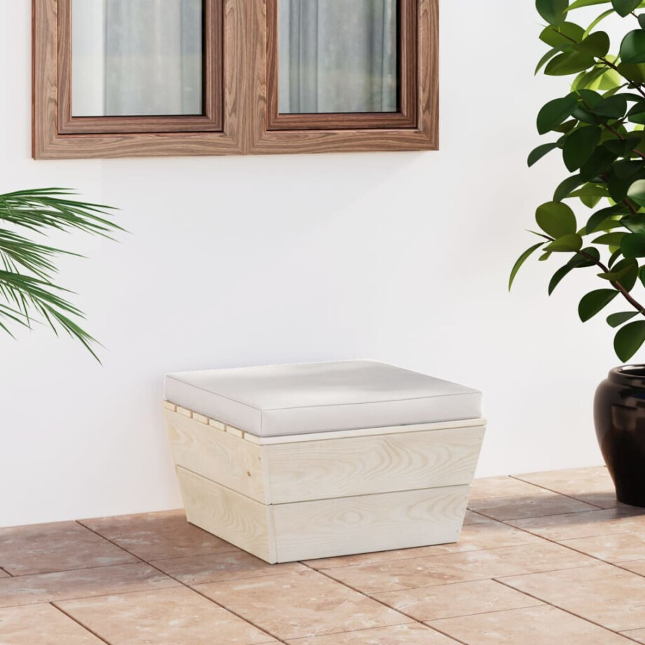 vidaXL Tuinhocker met kussen pallet geïmpregneerd vurenhout afbeelding 1