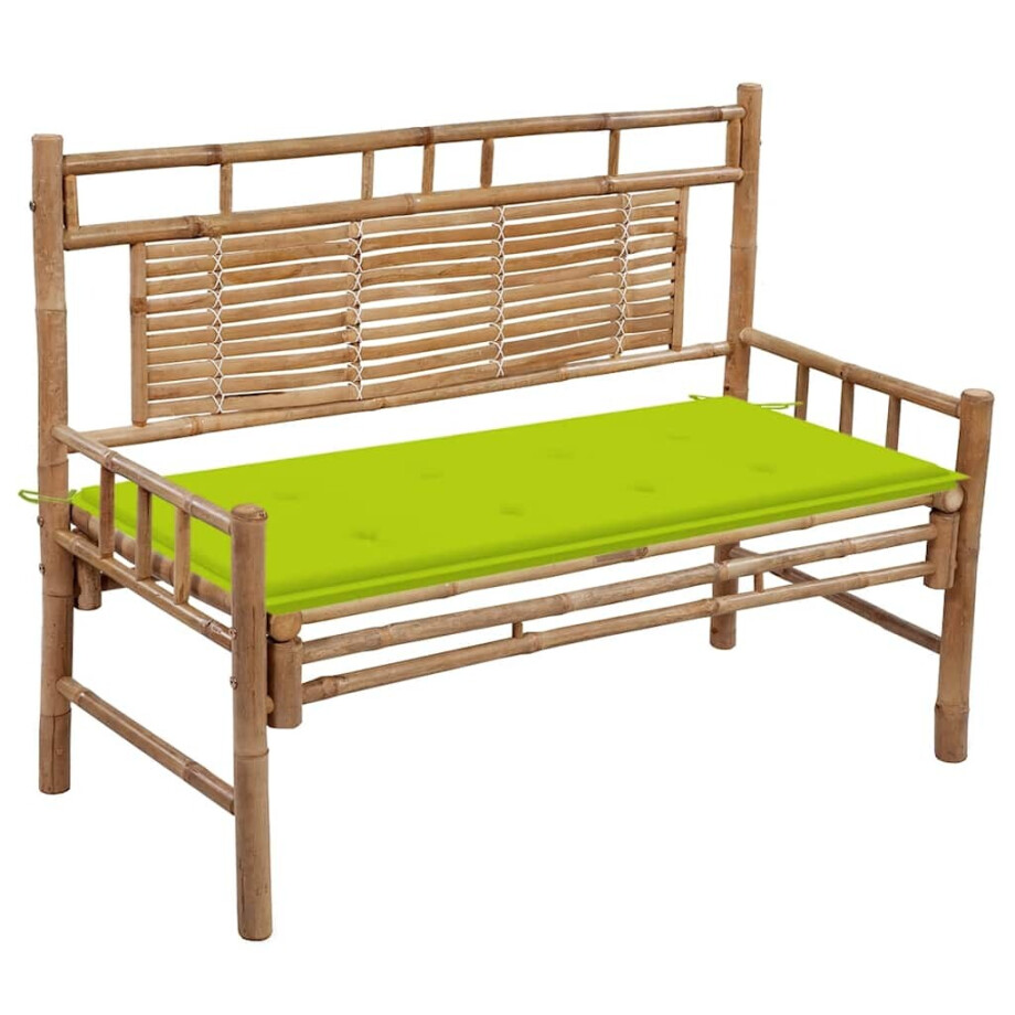 vidaXL Tuinbank met kussen 120 cm bamboe afbeelding 1