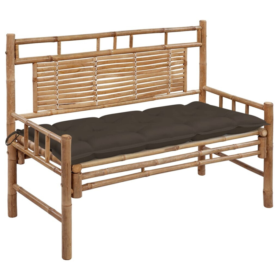 vidaXL Tuinbank met kussen 120 cm bamboe vidaXL Tuinbank met kussen 120 cm bamboe afbeelding 1