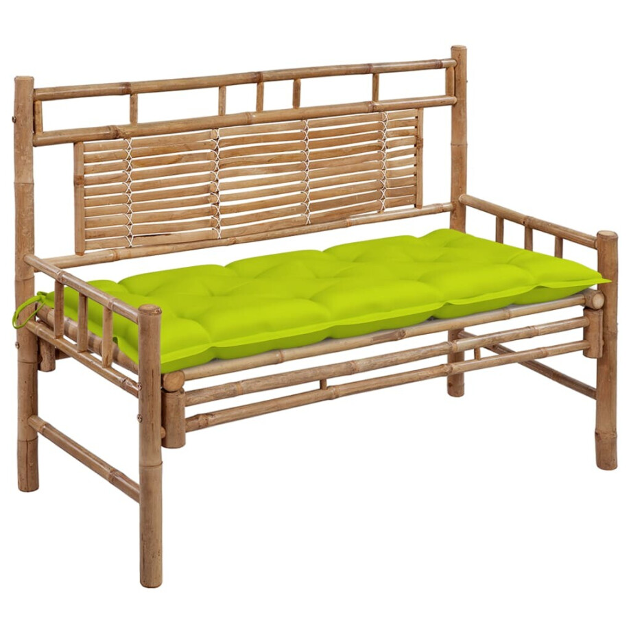 vidaXL Tuinbank met kussen 120 cm bamboe afbeelding 1