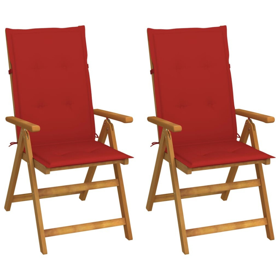 vidaXL Tuinstoelen 2 st verstelbaar met kussens massief acaciahout afbeelding 1