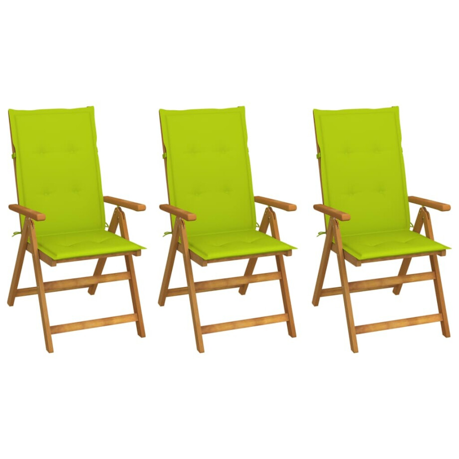 vidaXL Tuinstoelen 3 st inklapbaar met kussens massief acaciahout afbeelding 1