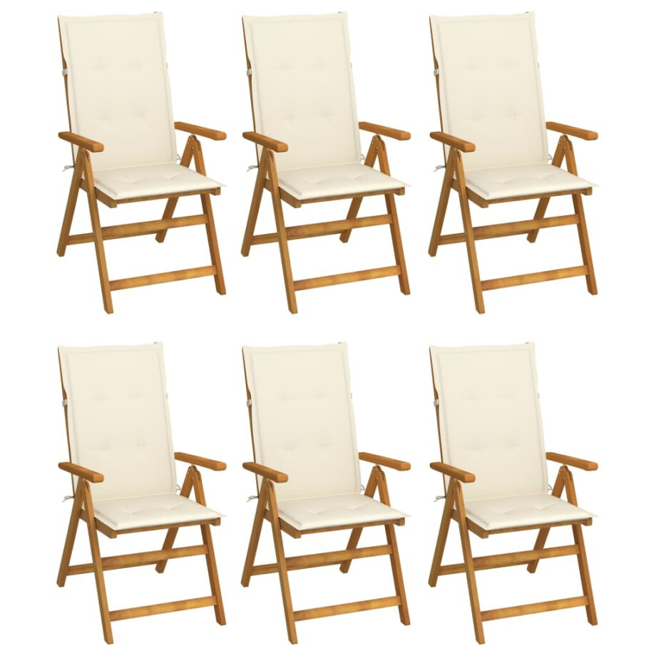 vidaXL Tuinstoelen 6 st inklapbaar met kussens massief acaciahout vidaXL Tuinstoelen 6 st inklapbaar met kussens massief acaciahout afbeelding 1