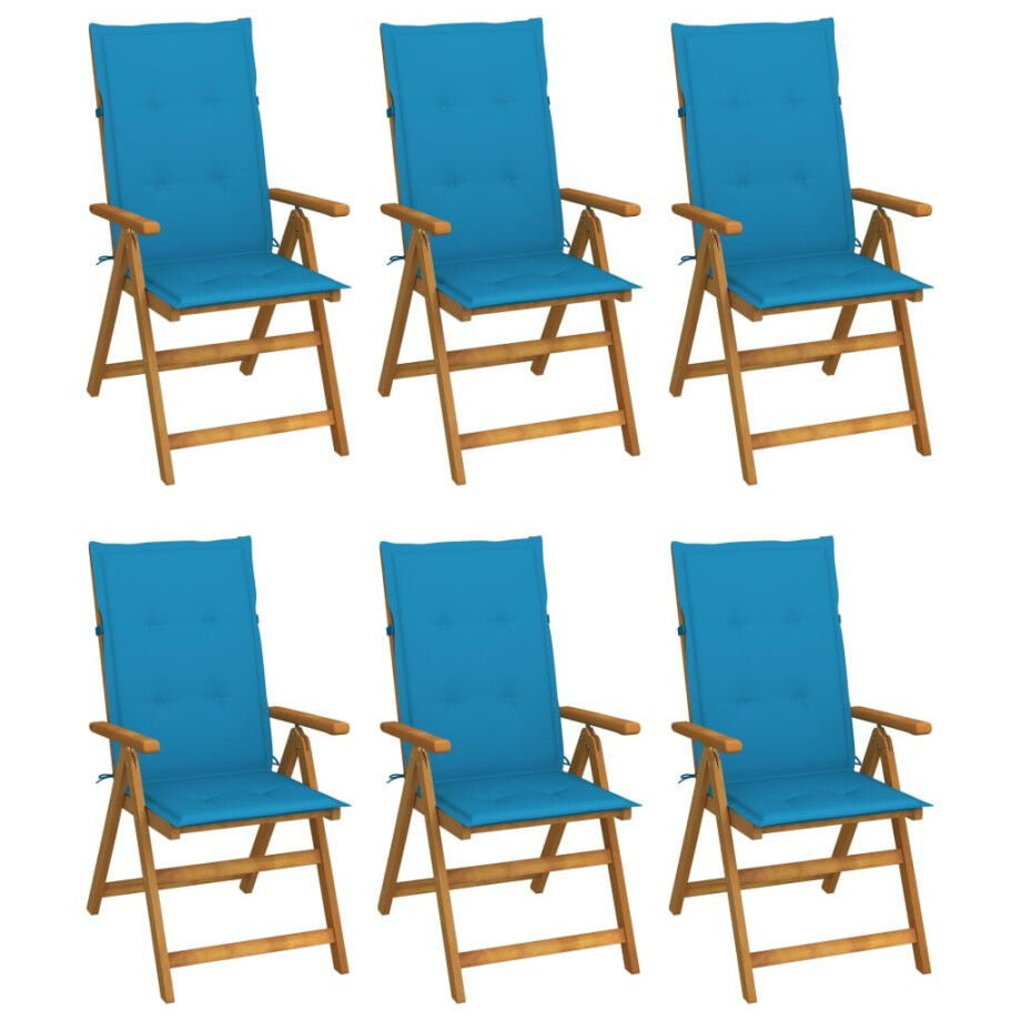 vidaXL Tuinstoelen 6 st inklapbaar met kussens massief acaciahout afbeelding 1