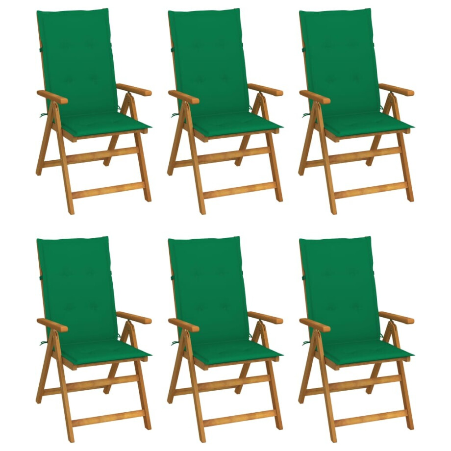 vidaXL Tuinstoelen 6 st inklapbaar met kussens massief acaciahout afbeelding 1