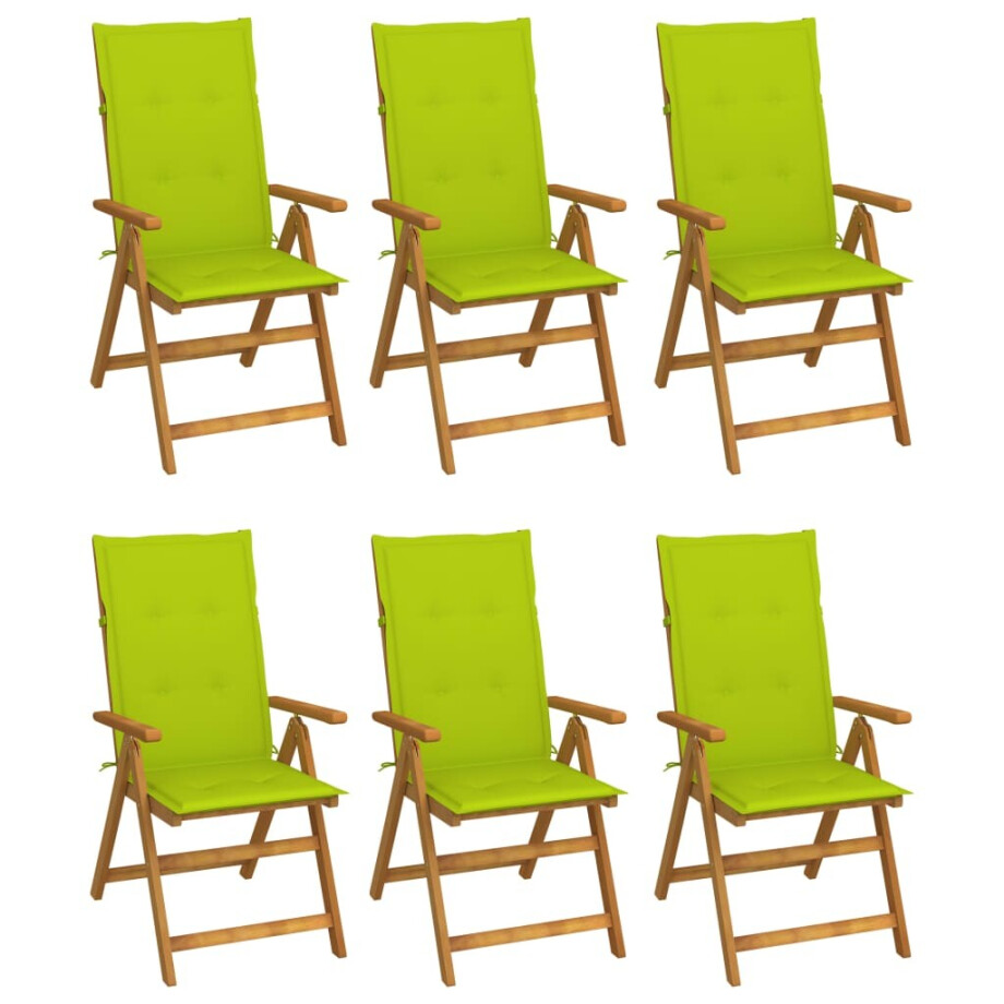 vidaXL Tuinstoelen 6 st inklapbaar met kussens massief acaciahout afbeelding 1