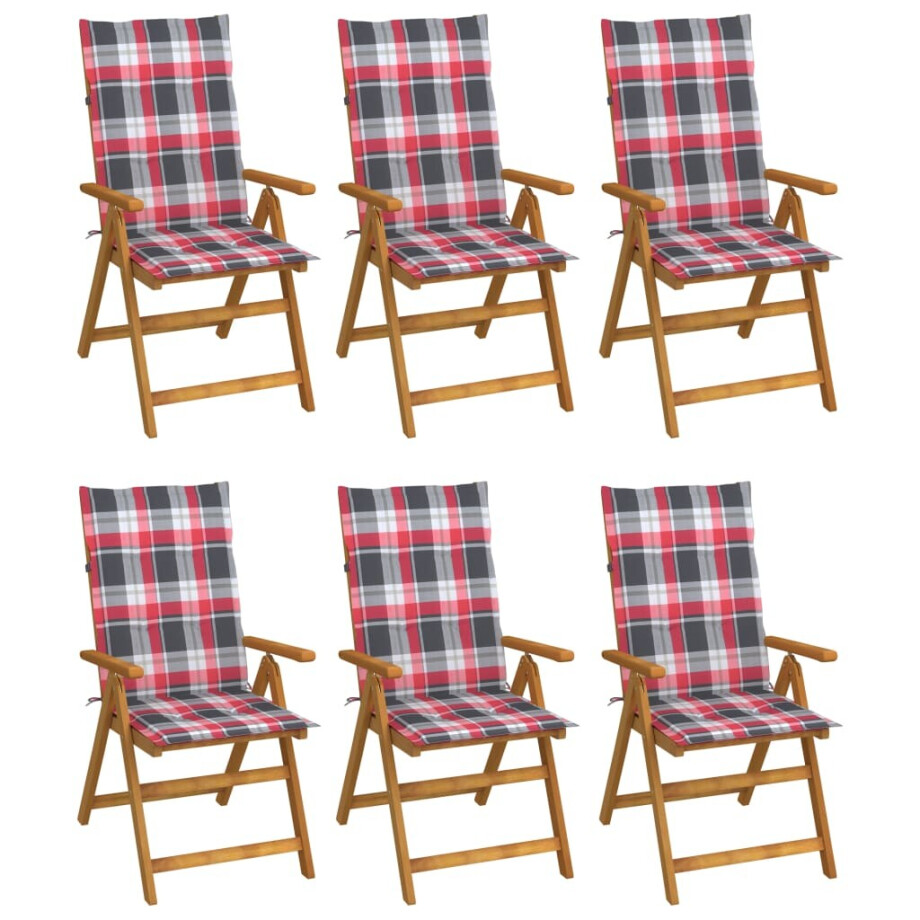 vidaXL Tuinstoelen 6 st inklapbaar met kussens massief acaciahout afbeelding 1