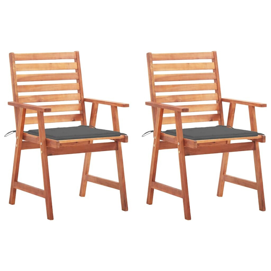 vidaXL Tuinstoelen 2 st met kussens massief acaciahout vidaXL Tuinstoelen 2 st met kussens massief acaciahout afbeelding 1