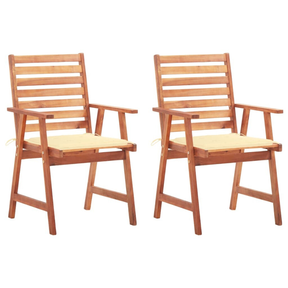 vidaXL Tuinstoelen 2 st met kussens massief acaciahout afbeelding 1